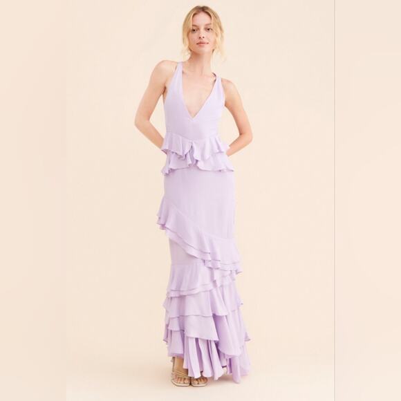 La Femme Dresses & Skirts - New Femme Ruffle Maxi long Dress Let Me Be forever that girl sz10 purple gown v
